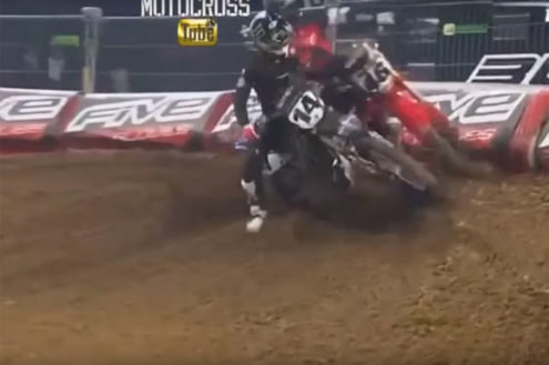 VIDEO: Dylan Ferrandis takes out Justin Hill at Paris Supercross 2019