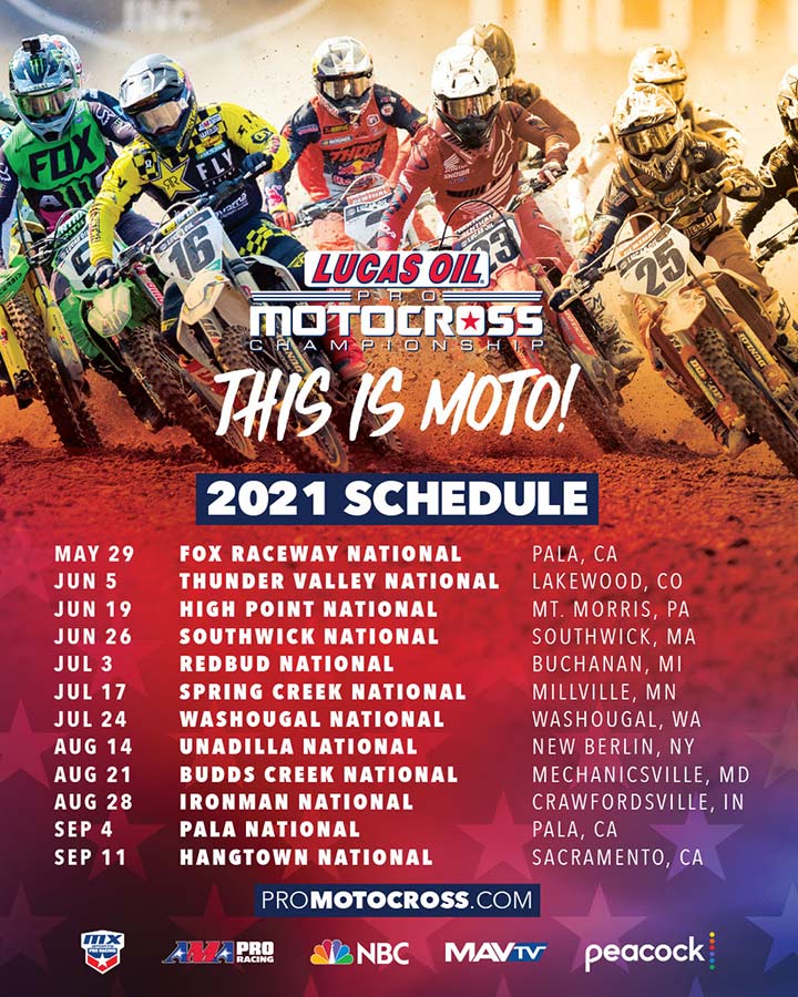 2021 AMA Lucas Oil Pro Motocross Championship Schedule