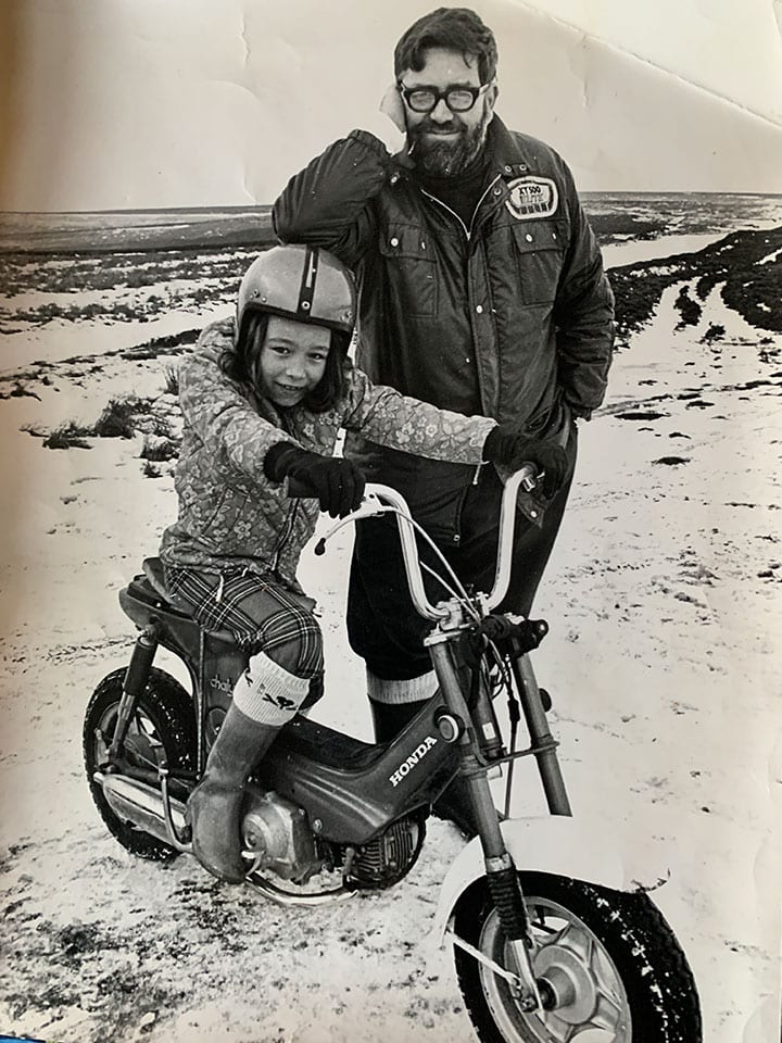 It runs in the family: Bill Lawless with daughter Vicky in 1976