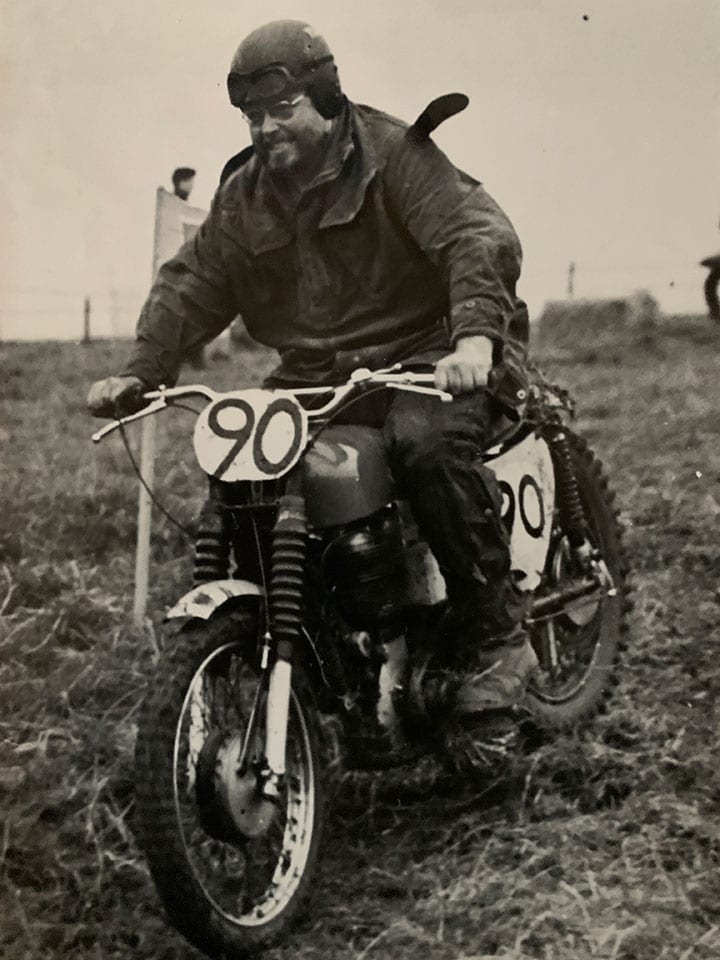 Bill Lawless practising what he preached: Enjoying himself at a 1960s scramble meeting